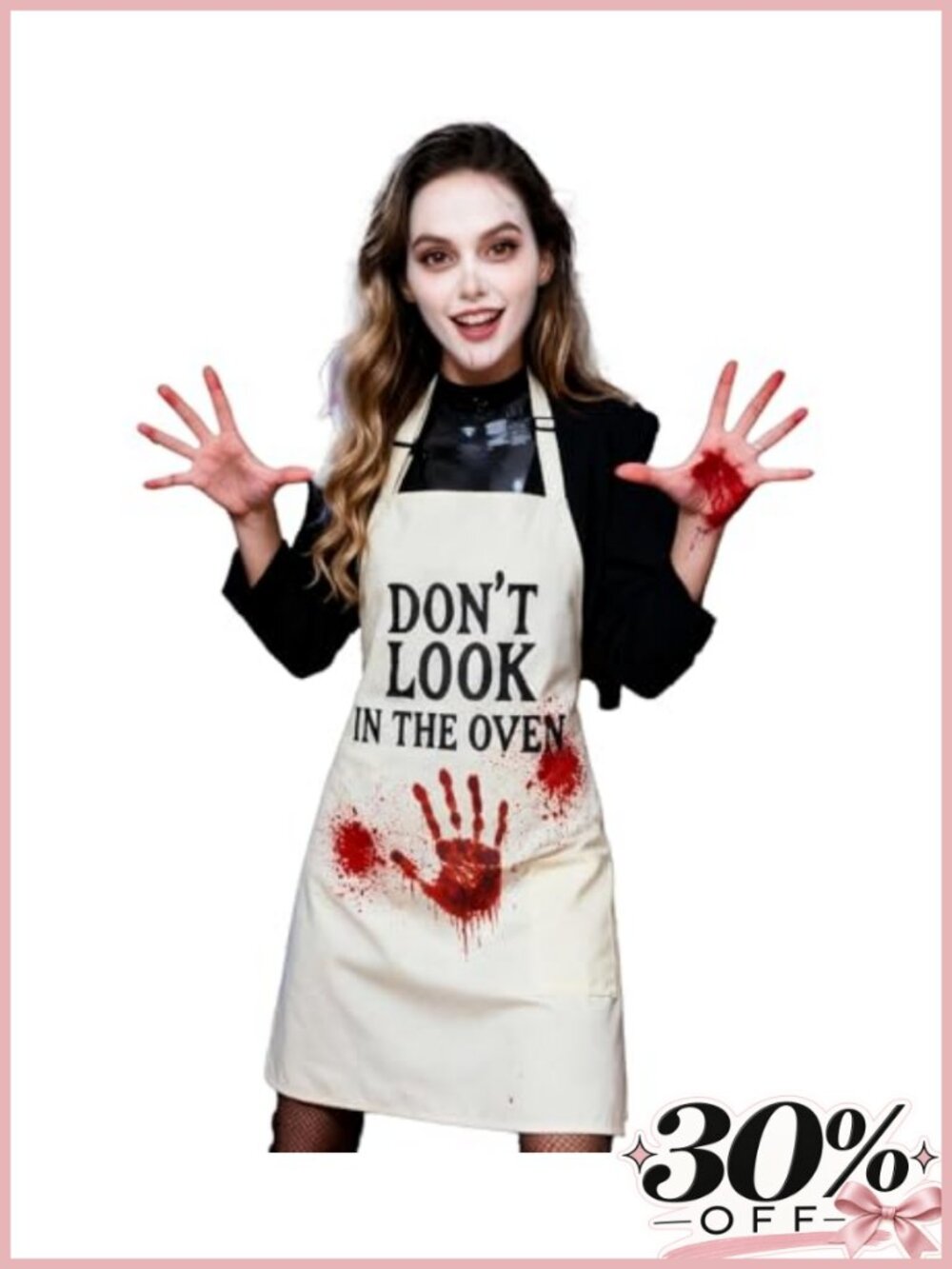 Halloween Apron Don't Look in the Oven Blood Splatter Adjustable Bib